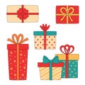 Set of different gift boxes vector illustration Royalty Free Stock Photo