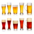 Set of different glasses of beer Royalty Free Stock Photo