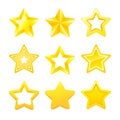 Set of different gold ranking stars. Golden stars collection isolated on white background. Suitable for  game user interface, Royalty Free Stock Photo