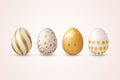 Set of different golden easter eggs Royalty Free Stock Photo