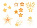Set of different golden stars vector illustration isolated on white background Royalty Free Stock Photo