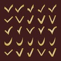 Set of Different Golden Vector Check Marks