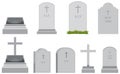 Set of different gravestones