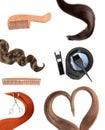 Set with different hairdresser supplies on background, top view Royalty Free Stock Photo