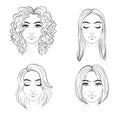 set of different hairstyles. Hand drawn Royalty Free Stock Photo