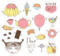 Cute hand drawn dessert doodles