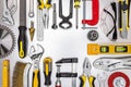 Set of different hand tools for construction or home repair job. top vie, copy space Royalty Free Stock Photo