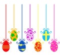 Set of different hanging Easter egg decorations Royalty Free Stock Photo