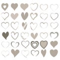 Set of 36 different hearts