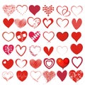 Set of 36 different hearts