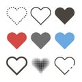 Set of different hearts icons. Icon heart in different stylish. Vector Royalty Free Stock Photo