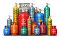 Set of different industrial liquefied gas containers Royalty Free Stock Photo