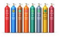 Set of different industrial liquefied gas containers Royalty Free Stock Photo