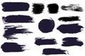 Set of different ink paint brush stroke banners isolated on white background. Royalty Free Stock Photo