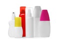 Set of different insect repellents on white background Royalty Free Stock Photo