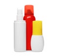 Set of different insect repellents on white background Royalty Free Stock Photo