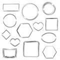 Set of 13 different isolated frames for graphic design, decoration of social networks. Frames of square, rectangular, oval shape
