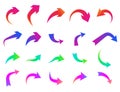 Set of different isolated multicolored arrows