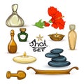 A set of items for Thai massage. Stock vector illustration.