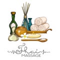 A set of items for Thai massage. Stock vector illustration.