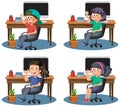 Set of different kids using computer Royalty Free Stock Photo