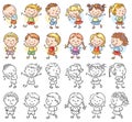 Set of different kids with various emotions
