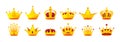 Set of different kinds of beautiful luxury gold crowns Royalty Free Stock Photo