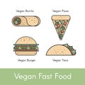 Set with Different Kinds of Vegan Fast Food