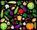 Set of different kinds of vegetables icons