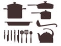 Set of different kitchenware and utensils cooking equipment kitchenware vector illustration on white background