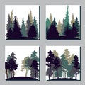 Set of different landscapes with trees