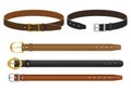 Set of different leather belts