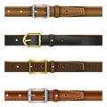 Set of different leather belts