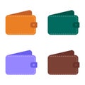 A set of different leather wallets. Isolated on white background. Vector illustration