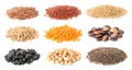 Set with different legumes, grains and seeds on white background, banner design. Vegan diet Royalty Free Stock Photo