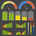 Set of different level indicators. Vector images