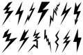 Set of different lightning bolts Royalty Free Stock Photo