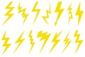 Set of different lightning bolts Royalty Free Stock Photo