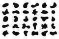Set of different liquid shapes. Spot, blot, blob and other flowing fluid elements for design logos, labels, tags and banners.
