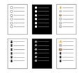 Set of different lists isolated on white background