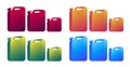 Set of different literage canisters in four gradient colours