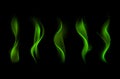 Set of Different Magic Green Fire Flame