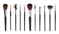 Set with different makeup brushes for applying cosmetic products on white background. Banner design Royalty Free Stock Photo