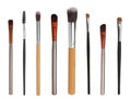 Set with different makeup brushes for applying cosmetic products on white background Royalty Free Stock Photo