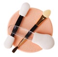 Set of different makeup sponge and brush