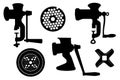 Set of different meat grinders Royalty Free Stock Photo