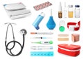 Set with different medical equipment