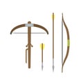 Set of different medieval weapons vector flat illustrations. Royalty Free Stock Photo