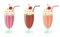 Set of different milkshakes. Vector illustration