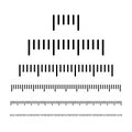 Set of different millimeter ruler marks in different scale on white